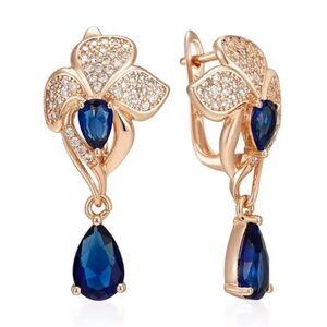 💙Drop Shape Blue Natural Zircon Dangle Earrings